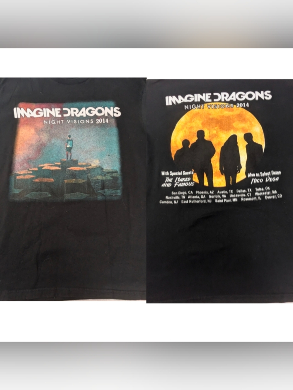 Imagine Dragons Night Visions 2014 Black T-Shirt Men Large